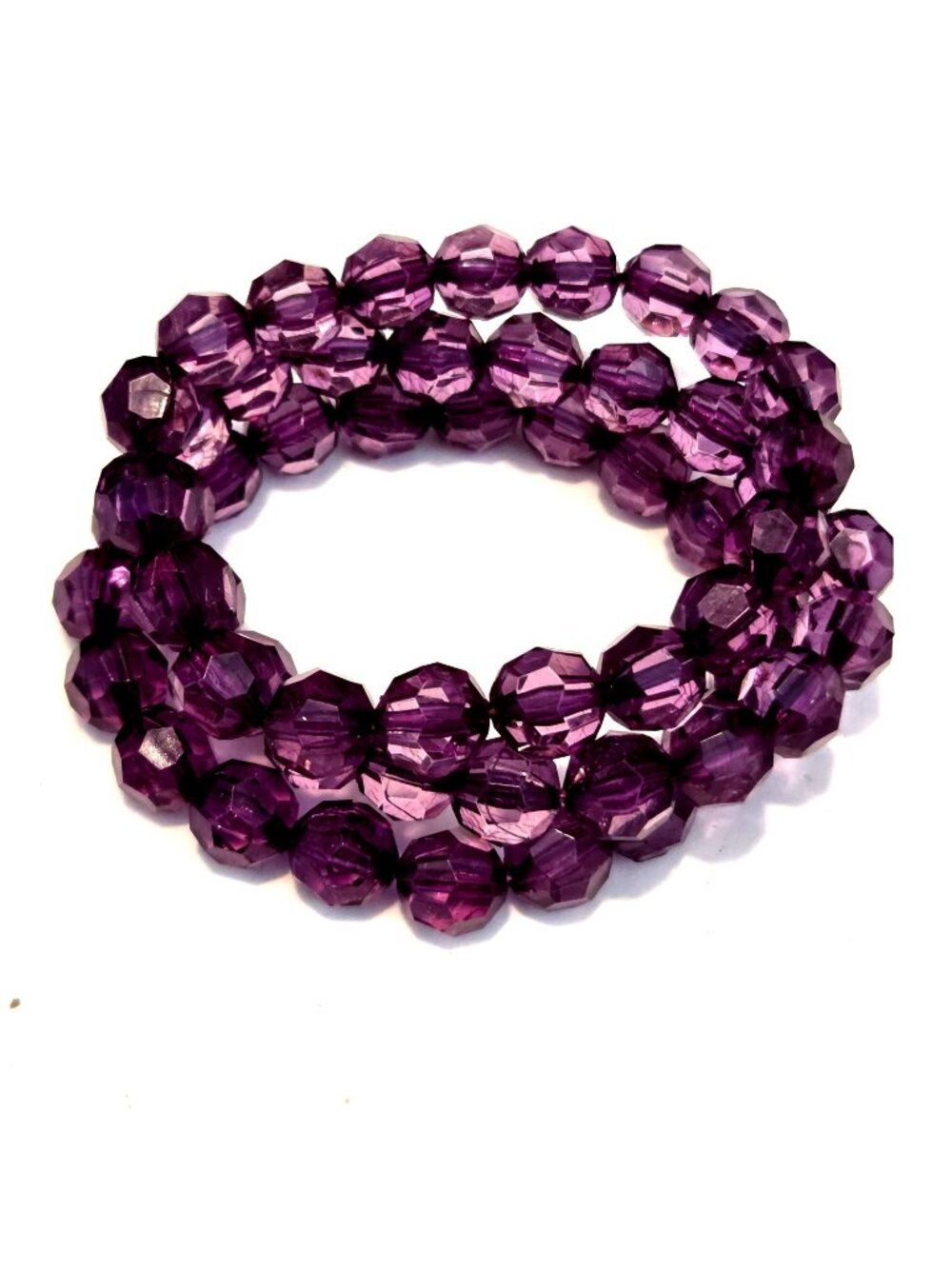 Acrylic Purple Faceted Beaded Stackable Stretch Bracelets (3)